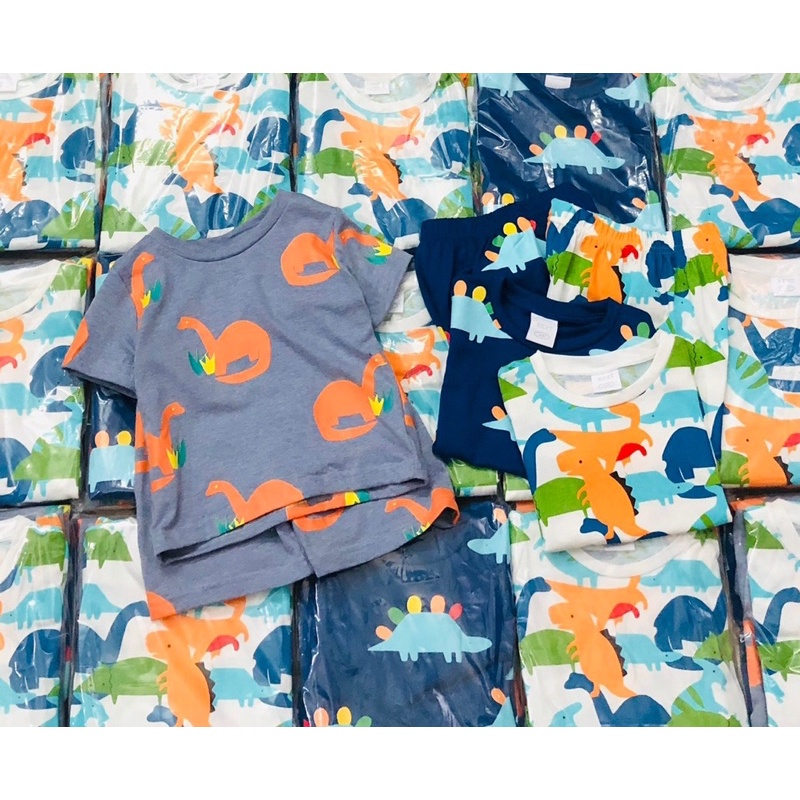 Set 3 Bộ Cộc Tay Next Dư Bé Trai Hoạ Tiết Khủng Long Chất Liệu Cotton Mềm Mại