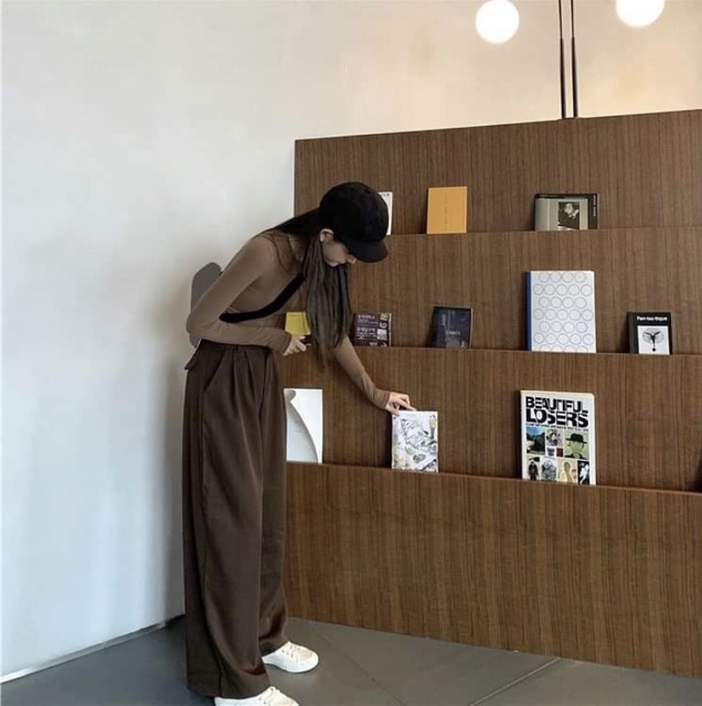 Áo Tay Dài Thun Ulzzang Nâu, [ADORABLE], Quần Kaki Dài Nâu Hot Trend 2021 Ảnh Thật