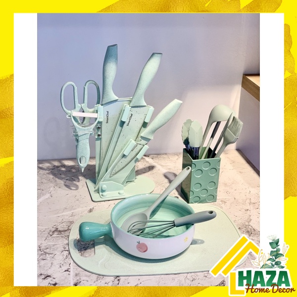 Set dao thớt phủ lúa mạch full màu