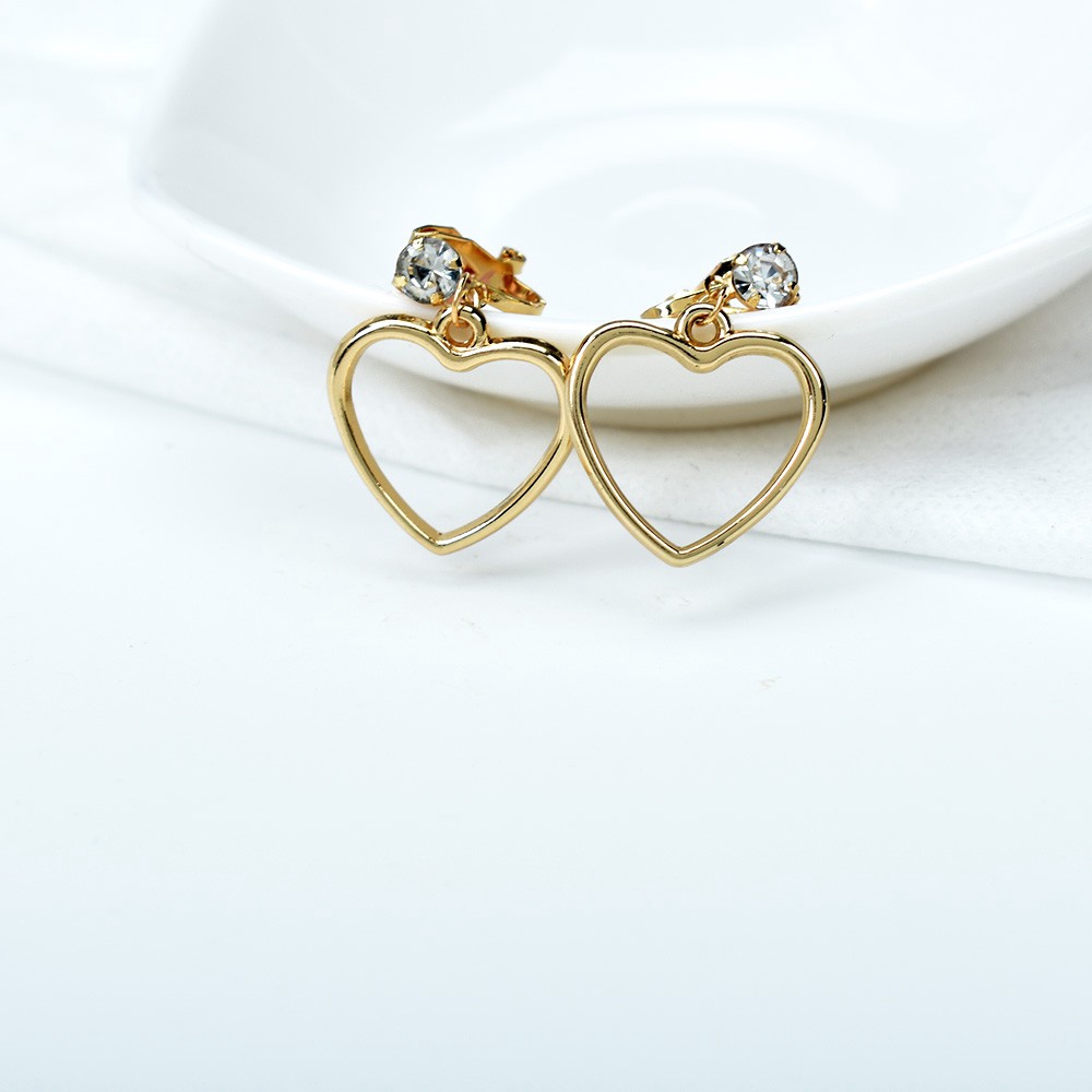 Khuyên kẹp vành tai hình trái tim màu vàng/bạc thời trang cho nữ
