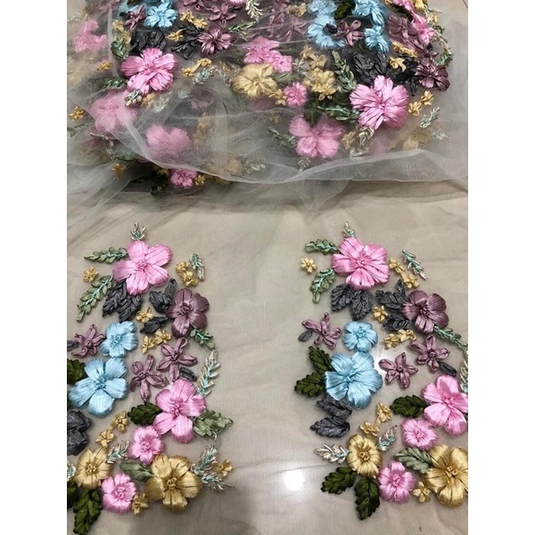 Set hoa 3D nổi thích hợp trang trí áo dài, sườn xám, đầm váy..