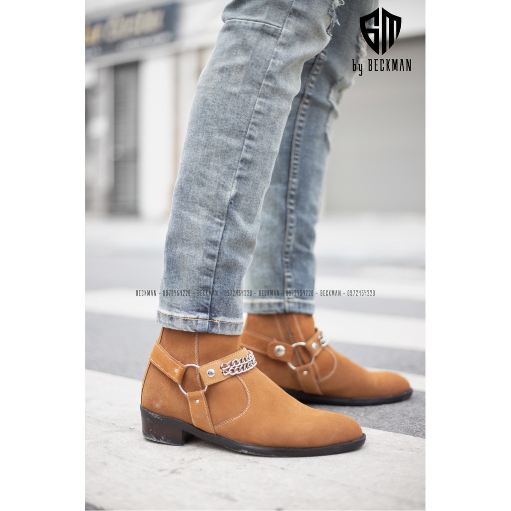 Giày nam Harness Boots Da Bò Lộn Đế Cao Su Cao Cấp BẢO HÀNH 12 THÁNG (Tặng Phụ Kiện) | WebRaoVat - webraovat.net.vn