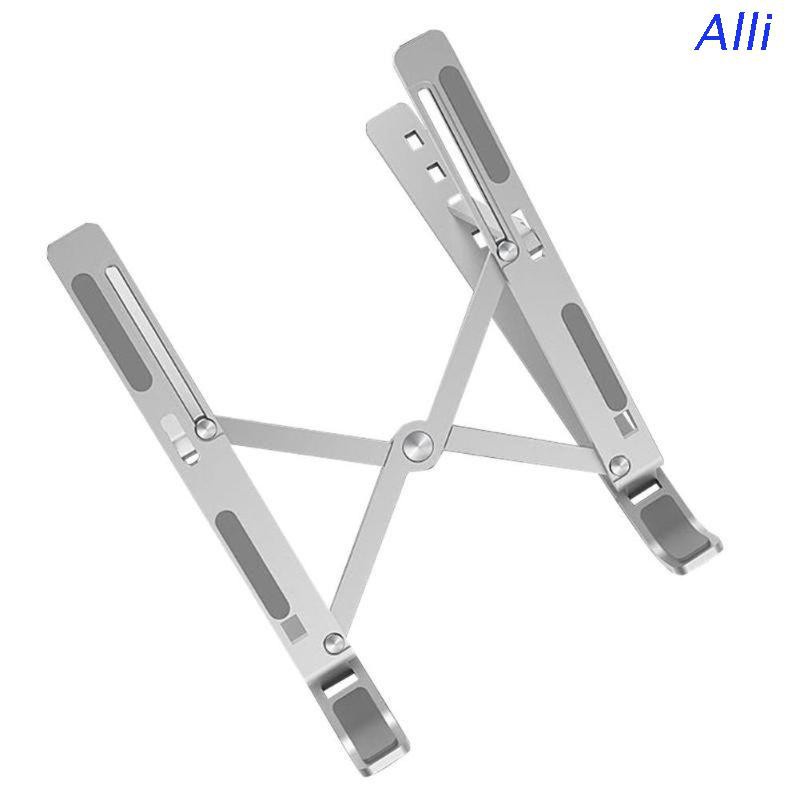 Alli Portable Aluminum Alloy Laptop Stand Folding Adjustable Travel Bracket Ventilated Holder for PC Computer Desktop Notebook Tablet Accessories