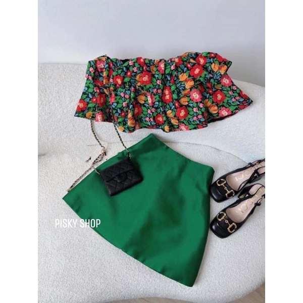 🍃 SET ÁO HỞ VAI HOA MIX CÙNG CHÂN VÁY HÀNG THIẾT KẾ CAO CẤP