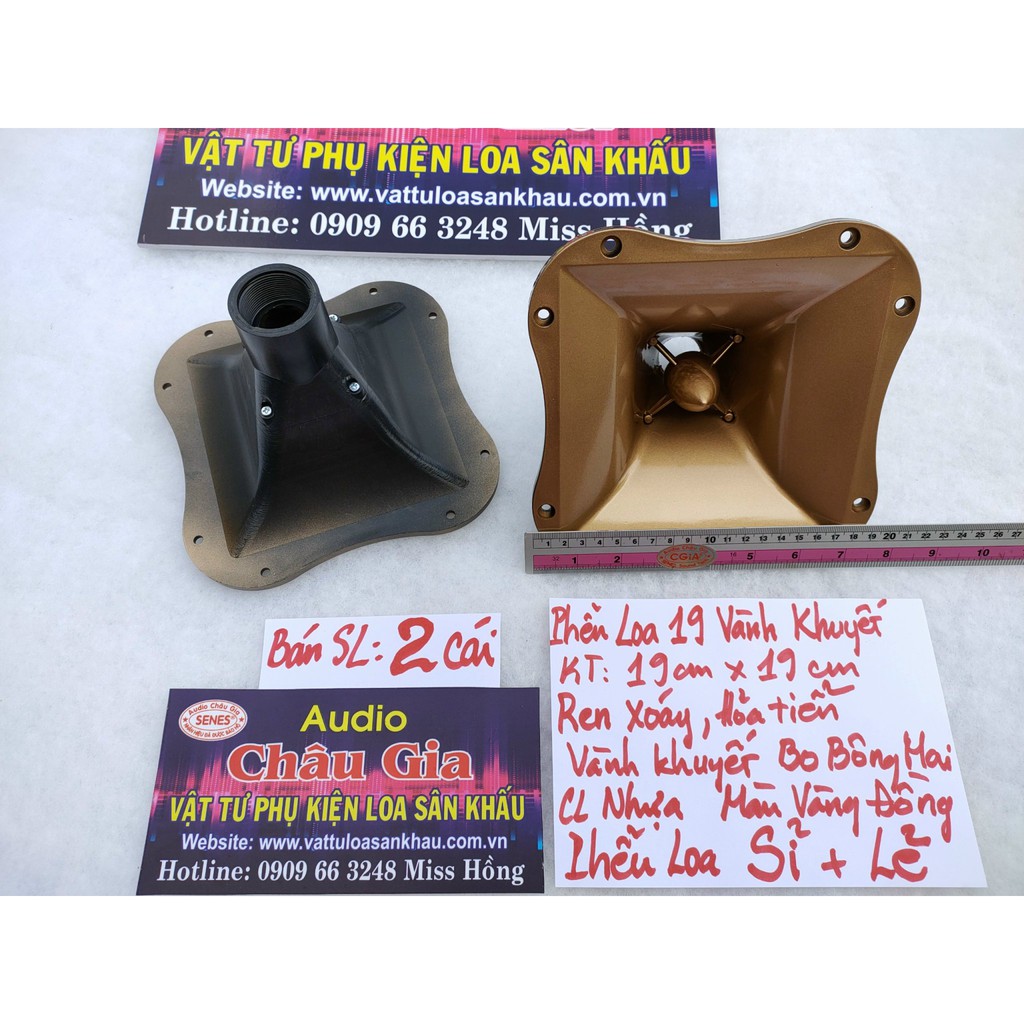 HỌNG LOA TREBLE 19CM KHUYẾT HỎA TIỄN MÀU VÀNG MẪU BÔNG MAI 2 CÁI AUDIO CHÂU GIA