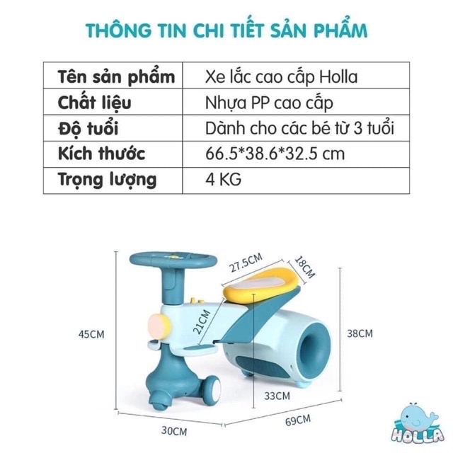 (CHÍNH HÃNG) XE LẮC-XE CHÒI CHÂN 2 IN 1 HOLLA