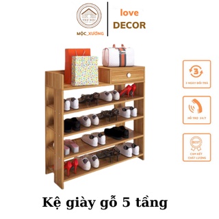 Kệ Đựng Giày Có Ngăn Để Chìa Khoá Để Tối Đa 24 Đôi Gọn Gàng Nhà Cửa - Tủ Giày Gỗ MDF 5 Tầng - Bảo Hành 6 Tháng