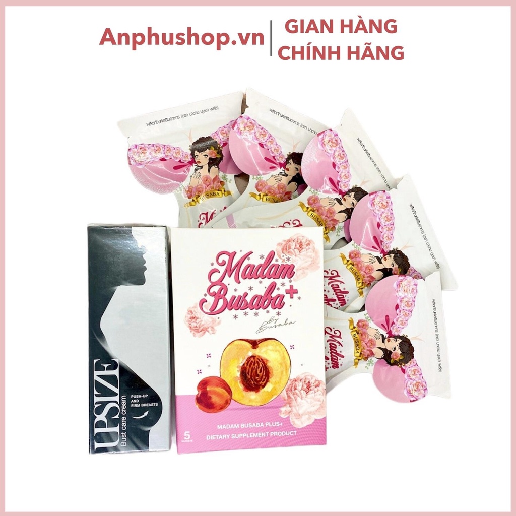 Combo 5 gói nở ngực Madam Busaba Thái Lan, 1 tuýp kem bôi nở ngưc Upsize Nga, Combo cho vòng 1 nở nang săn chắc