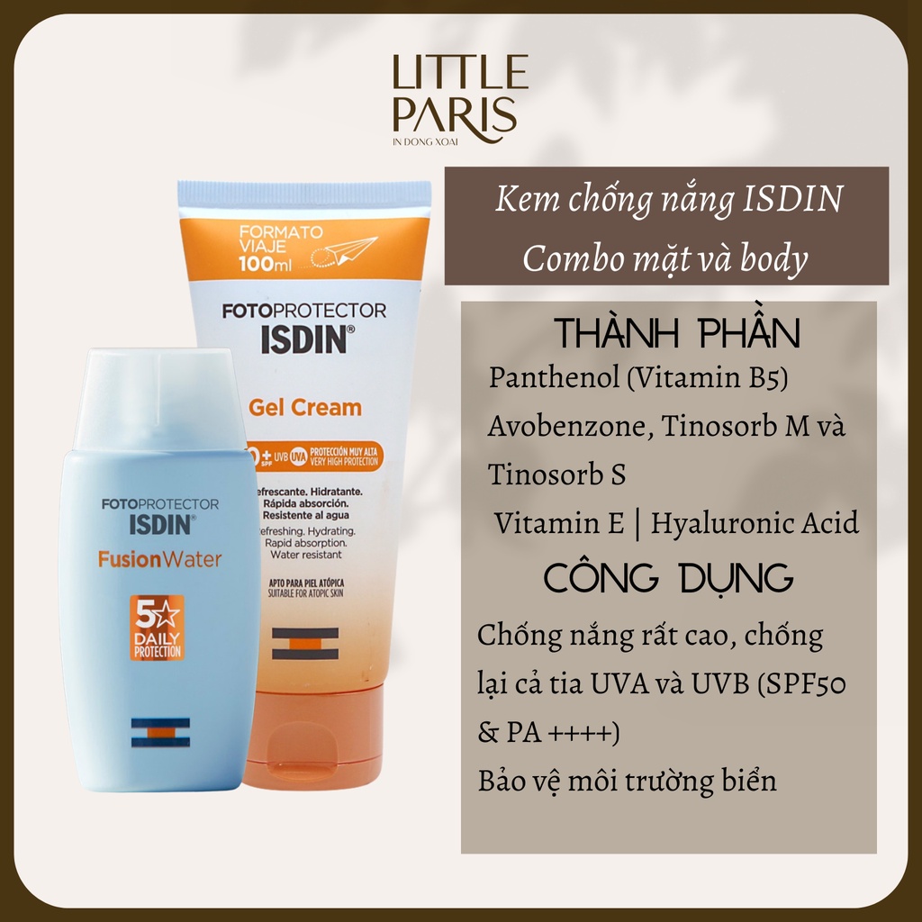 SET KEM CHỐNG NẮNG ISDIN FOTOPROTECHTOR MẶT VÀ BODY