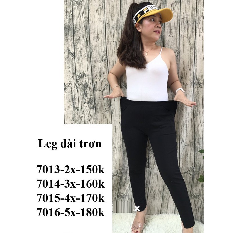 Quần leg BIG SIZE kiểu quần legging trơn có túi trước thun cotton co giãn 7013,7014,7015,7016