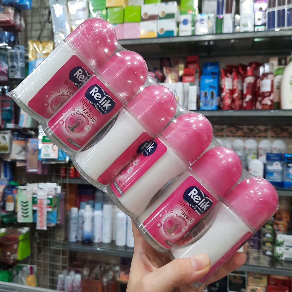 Combo 6 chai lăn khử mùi trắng da Relik White& Beauty 50ml (6 x 50ml)