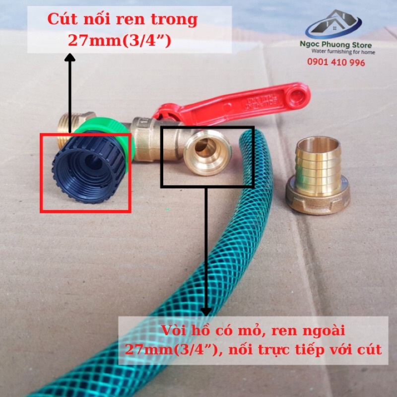 Cút nối nhanh nối ống mềm làm vườn 14mm-16mm và vòi nước ren trong 27mm(3/4”) AQUAMATE ĐÀI LOAN – MÃ W3400