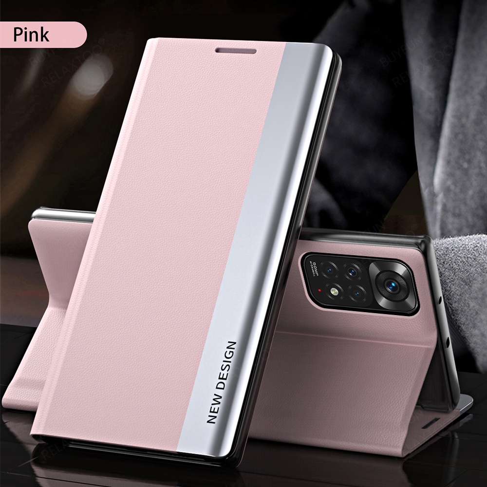 Magnetic Bracket Leather Case For Xiaomi Redmi Note 11 Stand Holder Flip Cover For Redmi Note 11 Pro Plus 11S 5G Phone Case