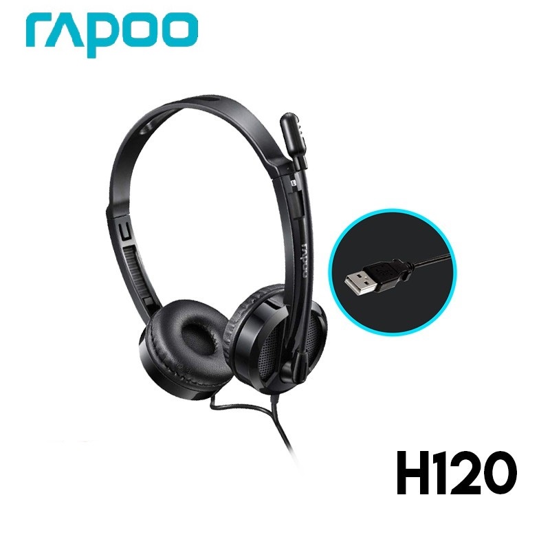 TAI NGHE RAPOO H120 (ĐEN/ KẾT NỐI USB/ MIC
