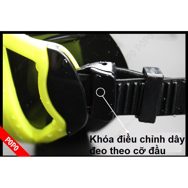 Mặt nạ lặn biển chính hãng POPO 1526 kính góc nhìn 180 độ PANORAMA mắt cường lực an toàn chống va đập