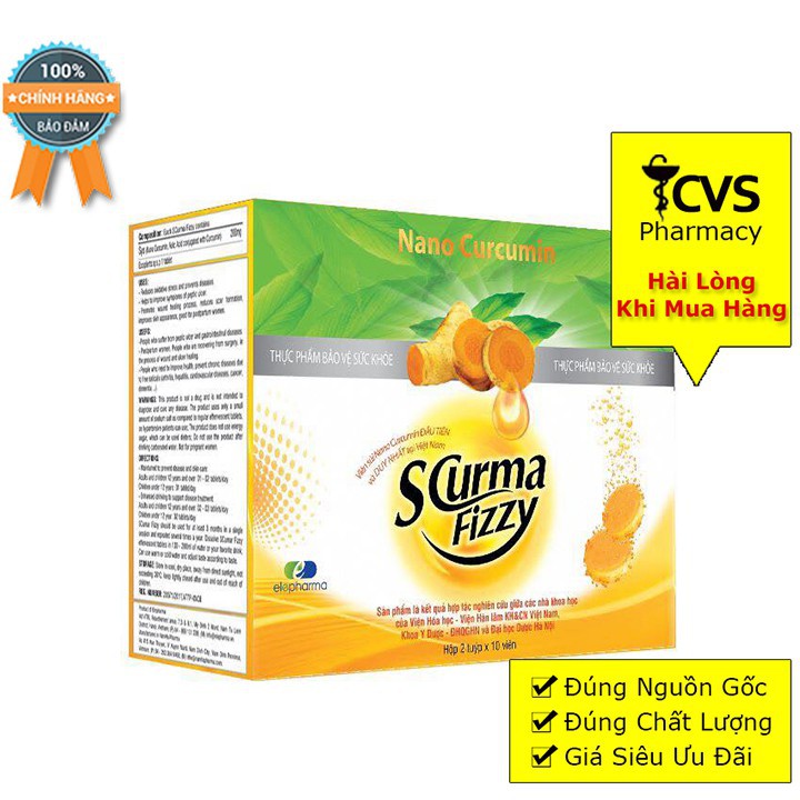 [GIÁ GỐC] Scurma Fizzy - Viên sủi Nano Curcumin Hộp 2 Tuýp