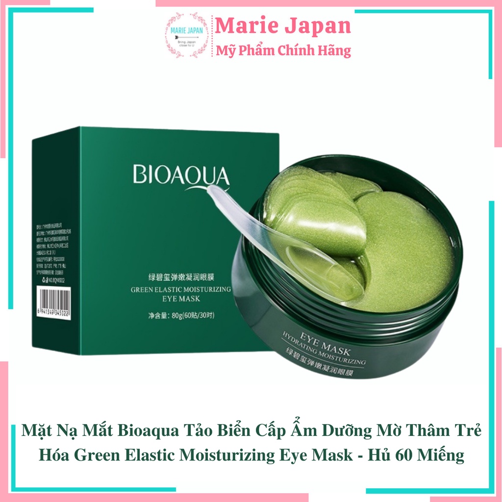 Mặt Nạ Mắt Bioaqua Tảo Biển Cấp Ẩm Dưỡng Mờ Thâm Trẻ Hóa Green Elastic Moisturizing Eye Mask - Hủ 60 Miếng