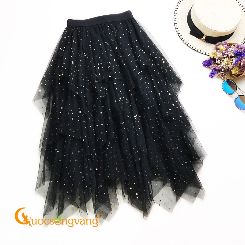 Chân váy xếp tầng chân váy midi đính sao GLV109 Cuocsongvang
