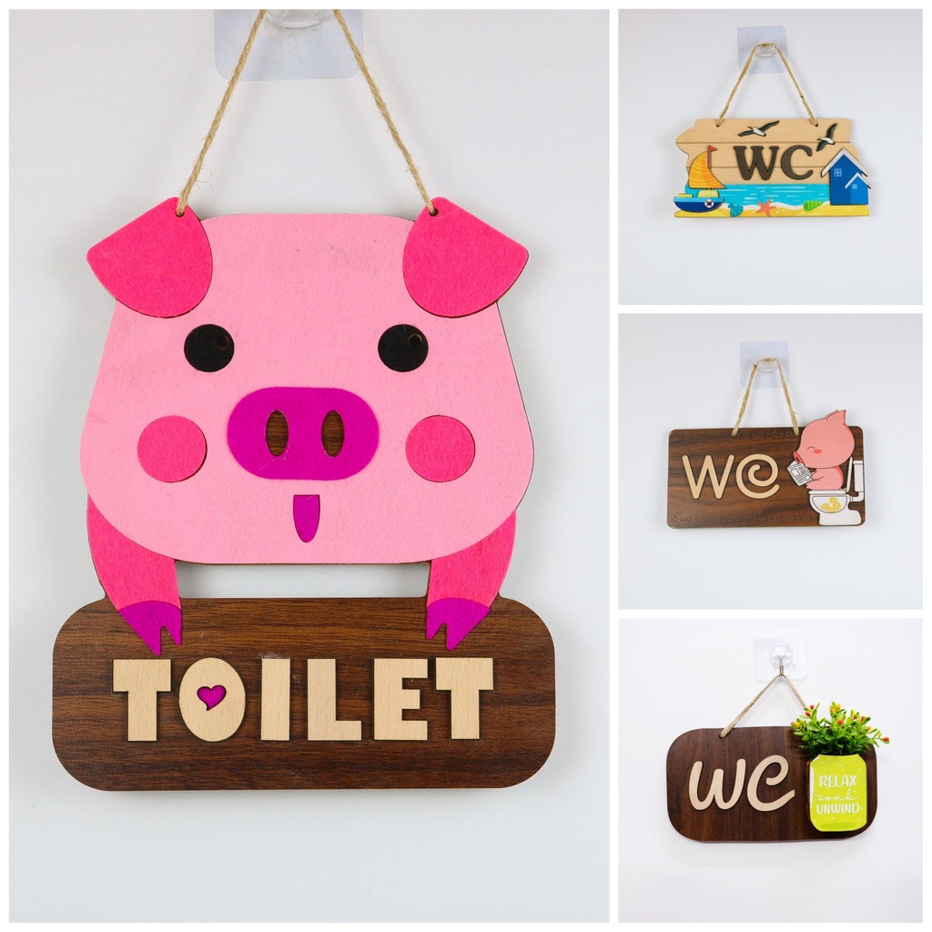 Bảng Gỗ Trang Trí Nhà Cửa Phòng Vệ Sinh, WC, Toilet Siêu Xinh