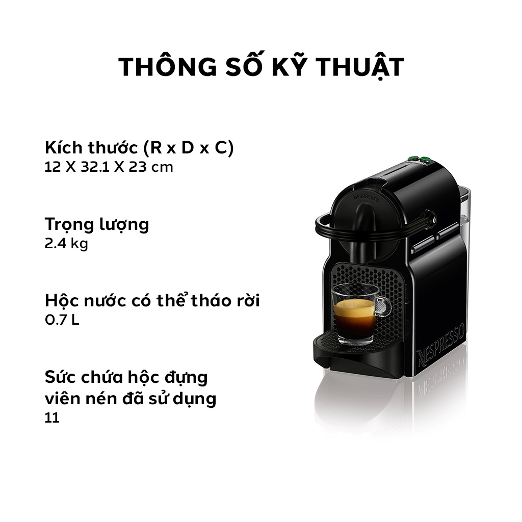 [NHẬN KÈM QUÀ TẶNG] Máy pha cà phê Nespresso Inissia Đen