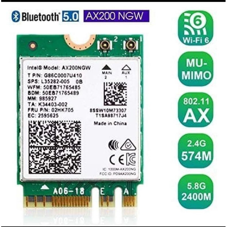 Car chuyển đổi không dây Wifi 6 Intel Ax200. Bluetooth 5.1 802.11ax 2.4Ghz/5Ghz. Băng tần kép