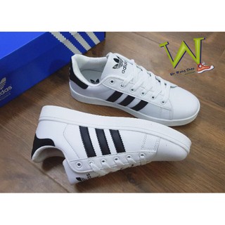 [TẶNG HỘP+TẤT] GIÀY THỂ THAO ADIDAS TRƠN ĐEN TRẮNG 3 SỌC NAM NỮ 36-43