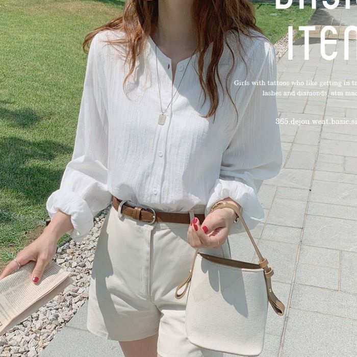 Áo kiểu BH tay dài phồng màu sắc ngọt ngào phong cách retro Pháp thời trang cho nữ