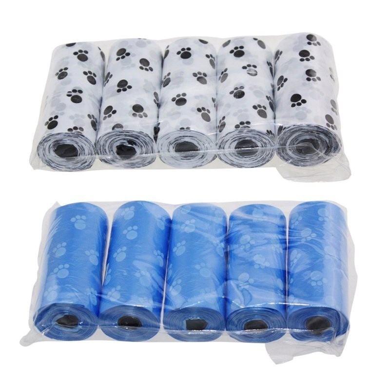 Set 5 cuộn túi đựng rác họa tiết chân chó