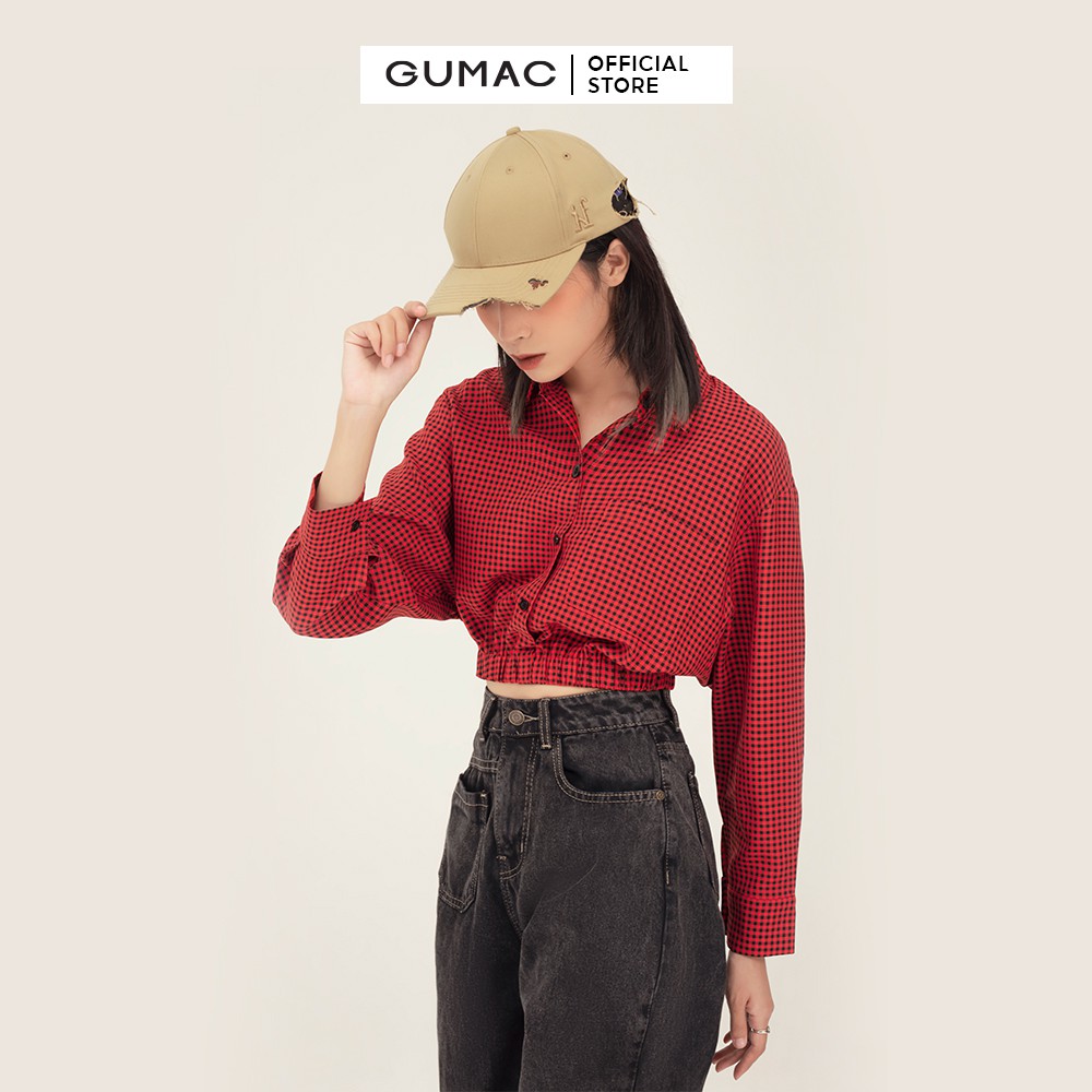 [Mã WABRGU72 giảm 10% tối đa 50k đơn 250k] Áo croptop sơ mi nữ màu caro GUMAC phong cách cá tính, năng động AB368