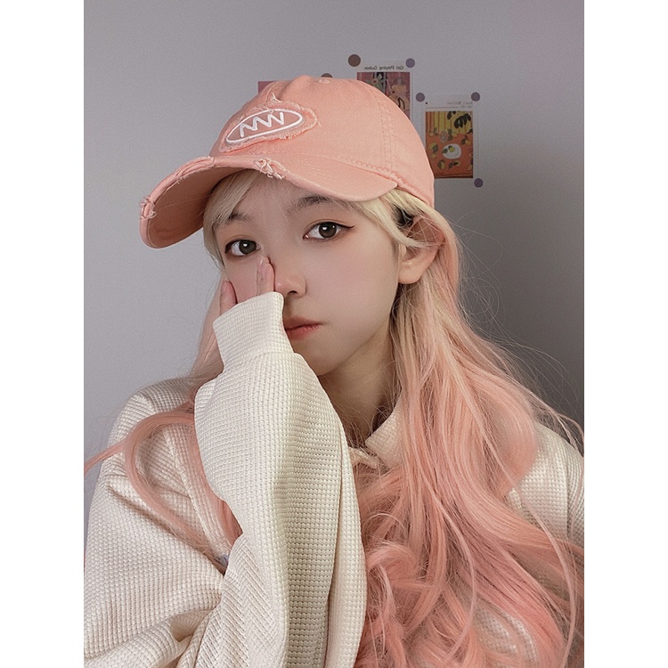 Nón Kết Thêu Chữ Màu Hồng Thời Trang Mùa Hè Cho Nữ