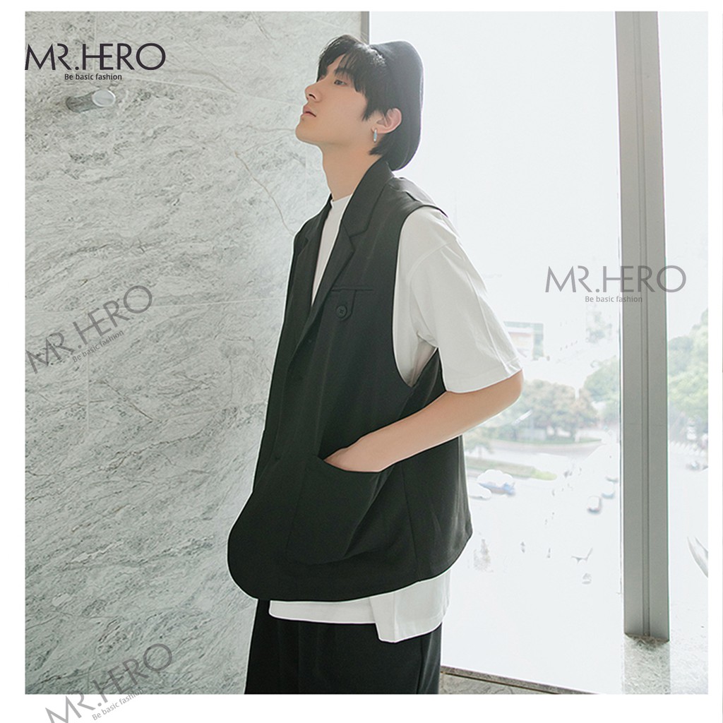 [Mẫu độc] Áo Gile Blazer Unisex, Áo Vest Ghi Lê Khoác Hè Nam Nữ, Không Tay Form Rộng GL01 Phong Cách Hàn Quốc MrHero