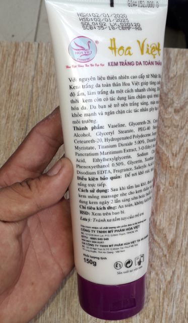 Một tuýp kem dưỡng da toàn thân B6 150g Hoa Việt_chính hãng
