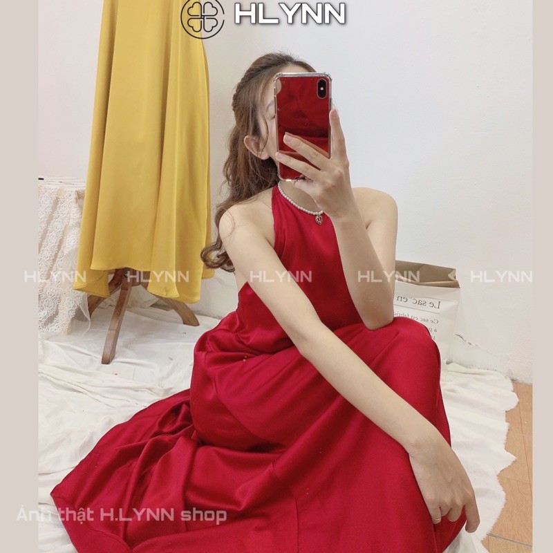 Đầm maxi đi biển cổ yếm buộc nơ dáng suông hai lớp có mút m30 | BigBuy360 - bigbuy360.vn