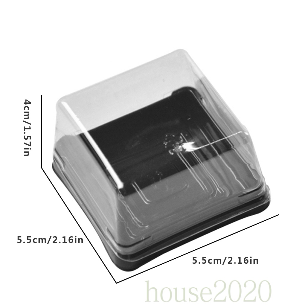 Set 50 Hộp Nhựa Trong Suốt Hình Vuông Mini Đựng Bánh Cupcake Kèm Nắp Đậy 2020 Đen