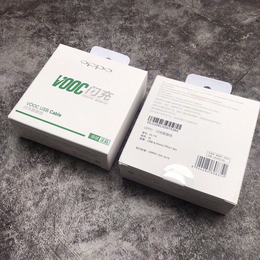 Cáp sạc Vooc cho Oppo F9 và các dòng khác hỗ trợ công nghệ sạc nhanh VOOC OPPO Full box