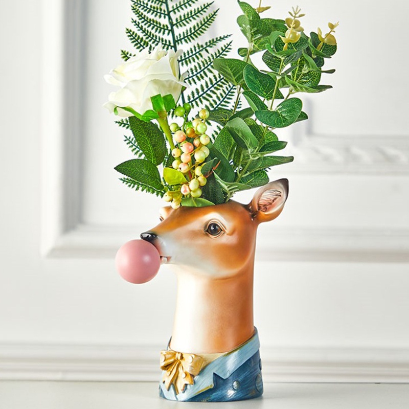 Chậu Hoa Hình Động Vật Hoạt Hình Phong Cách Bắc Âu Sáng Tạo Để Bàn Trang Trí Nội Thất
