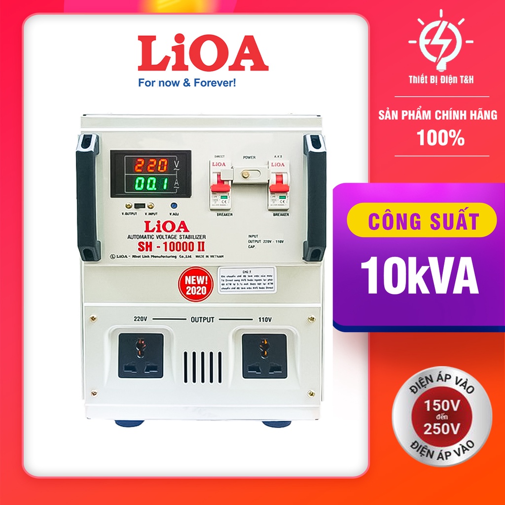 Ổn áp Lioa 10kva, 1 pha, dải điện 150v, SH-10000II