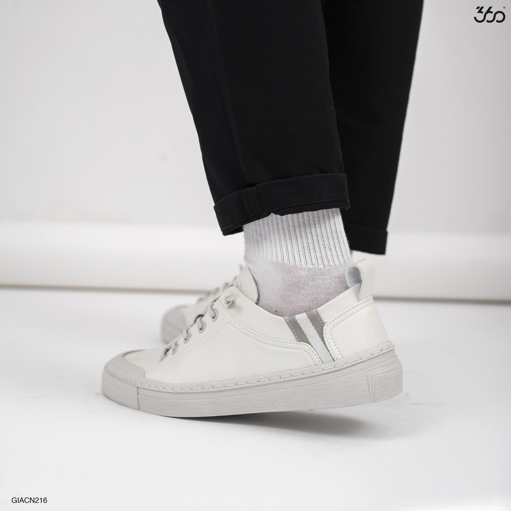 [Mã LT50 giảm 50k đơn 250k] Giày sneaker nam cổ thấp màu trắng thương hiệu 360 BOUTIQUE trẻ trung, năng động - GIACN216