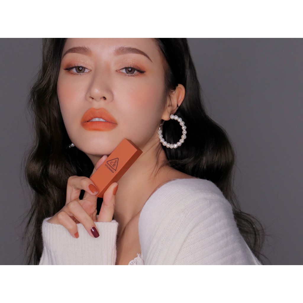 (#229)Son thỏi lì 3CE Lip Color 229 Dry Tangerine- màu cam trầm( màu vỏ quýt khô)