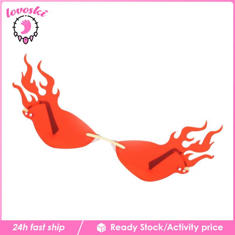 [Lovoski] Kính Mát Hình Ngọn Lửa Phong Cách Punk Cho Bữa Tiệc Đường Phố Màu Đen