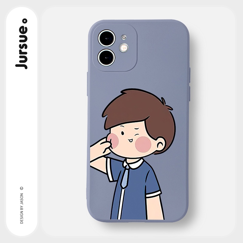 Ốp lưng JURSUE hoạt hình cặp đôi dễ thương đẹp Cho iPhone 14 13 12 11 Pro Max SE 2020 X XR XS 8 7 ip 6S 6 Plus kute Y2164