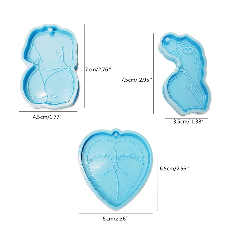 Bộ 3 Khuôn Silicone Làm Móc Khóa Bằng Nhựa Resin Thủ Công Hình Phụ Nữ Gợi Cảm Sáng Tạo DIY