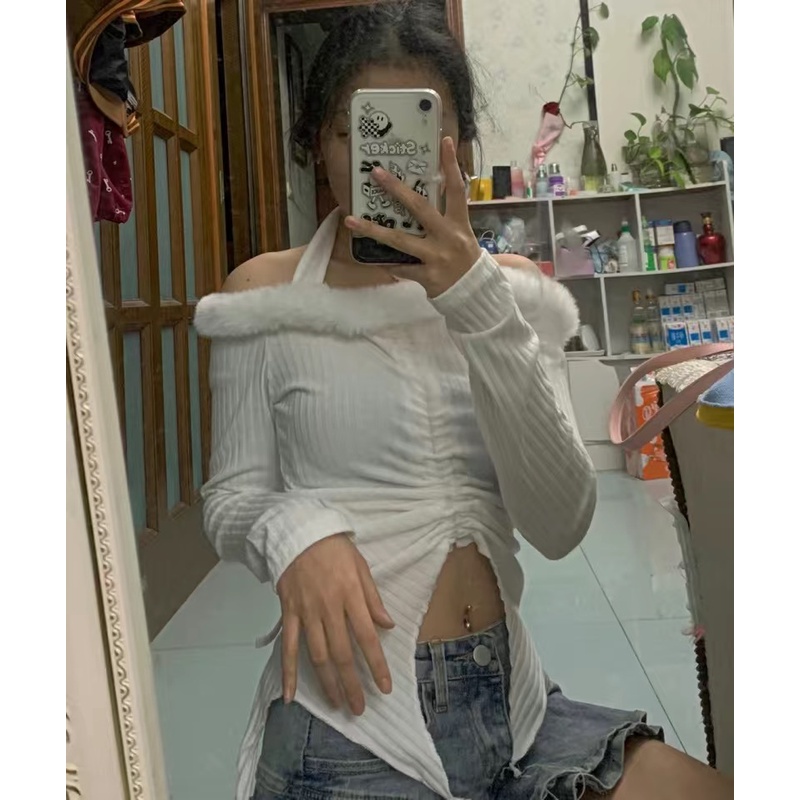 ORDER♥️Áo Len Viền Lông Dây Rút(ảnh thật)Fzsize Dưới 60kg