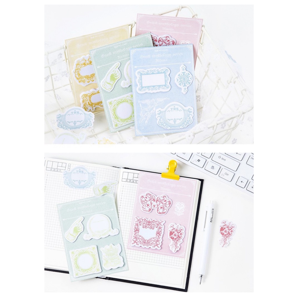 Set 60 Giấy Note Ghi Chú Hoạ tiết Khung viền hoa Vintage Trang Trí DIY, Bullet Journal Sáng tạo nghệ thuật ST472