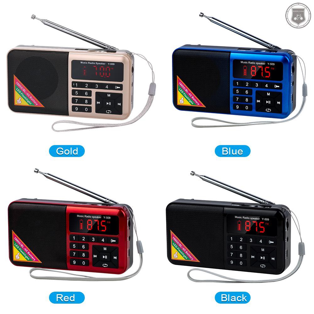 ☞[ready stock]Y-509 Portable FM Radio Mini Digital Raido Speaker with LED Flashlight Screen Display MP3 Music Player