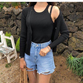 Set cardigan kèm áo yếm