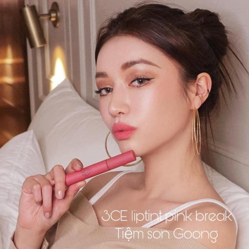 Son 3CE Kem Velvet Lip Tint Màu Pink Break( hồng đào)