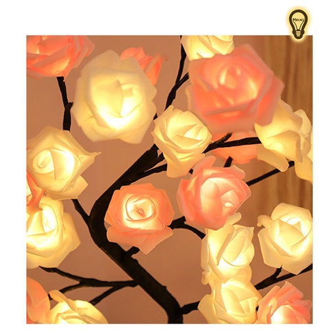 【 HÀNG SẴN hộp PIN+USB 】Đèn Led bàn hình cây hoa Hồng trang trí DECOR phòng ngủ, bàn học VINTAGE , quà tặng MOXI