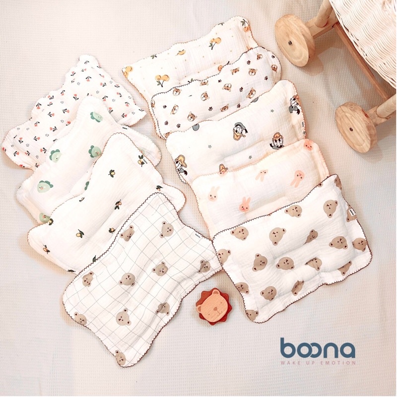 Gối Xô Sơ Sinh Boona Thiết Kế Lõm Chống Méo Đầu KT 24-34cm