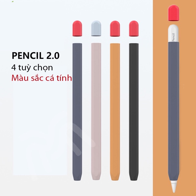 Ốp case Apple Pencil 2 AHA STYLE bao bọc bút silicon, vỏ kiểu bút chì - Loại cao cấp (AP02)